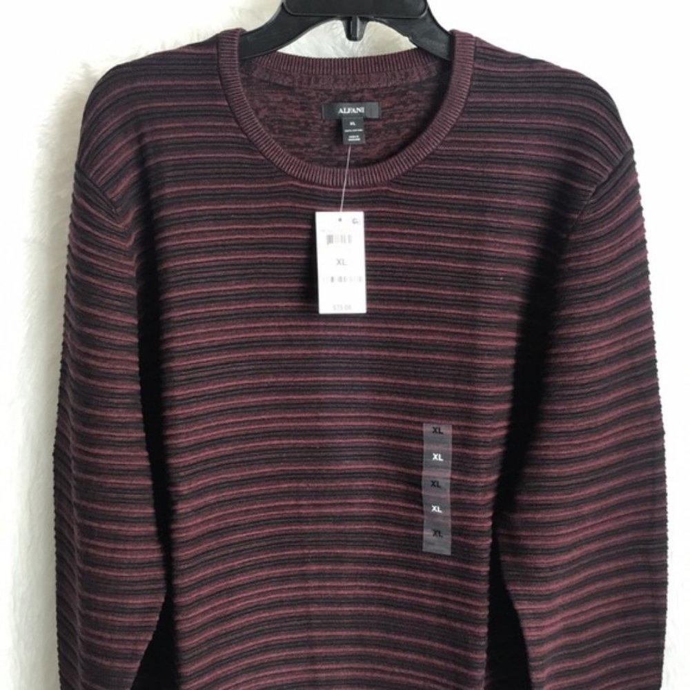 NWT Macy's Alfani Men's Sweater Port Red  Ottoman Textured Crewneck - Picture 7 of 14